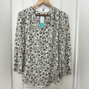 Fun 2 Fun Floral Blouse - Cream and Brown